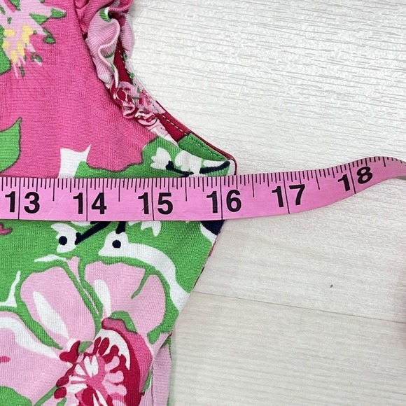 Lilly Pulitzer Pink Floral Ruffle Sleeve Dress SMALL Cotton Silk Blend - Picture 12 of 14